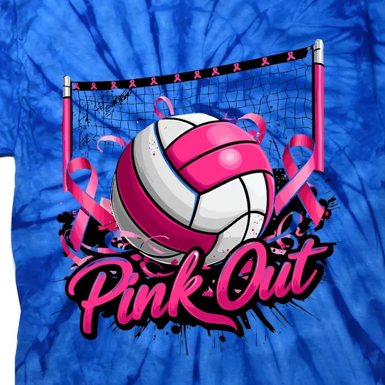 Volleyball Out Breast Cancer Awareness Ribbon Tie-Dye T-Shirt