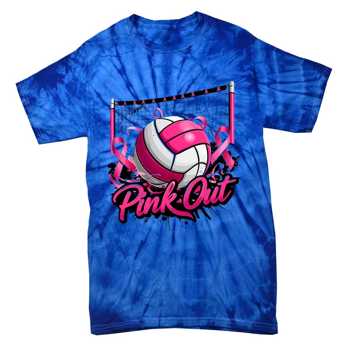 Volleyball Out Breast Cancer Awareness Ribbon Tie-Dye T-Shirt