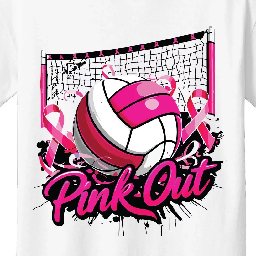 Volleyball Out Breast Cancer Awareness Ribbon Kids T-Shirt