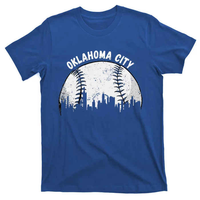 Vintage Oklahoma City Skyline Apparel Funny Baseball T-Shirt