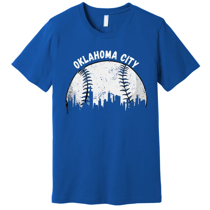 Vintage Oklahoma City Skyline Apparel Funny Baseball Premium T-Shirt