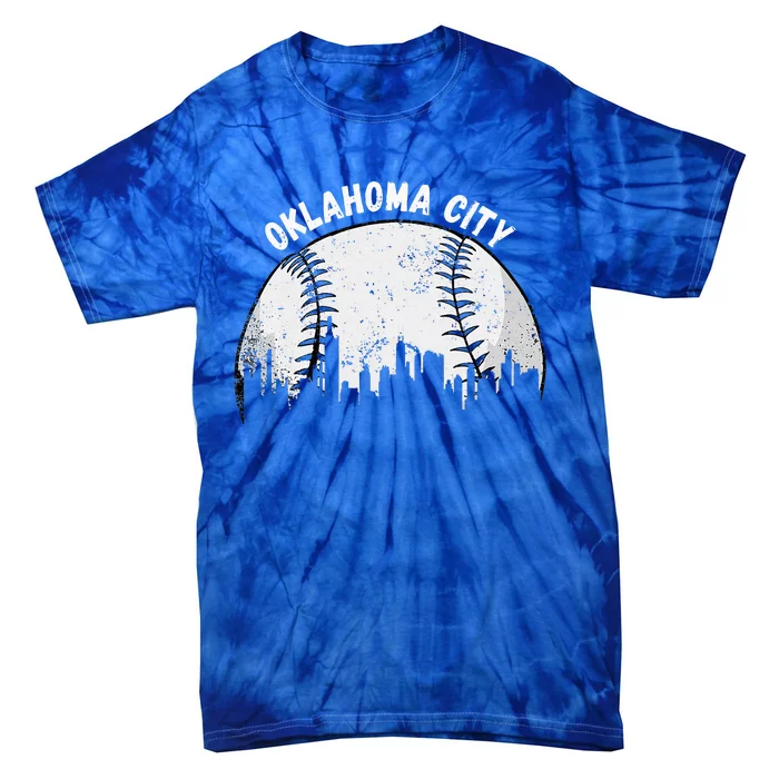 Vintage Oklahoma City Skyline Apparel Funny Baseball Tie-Dye T-Shirt