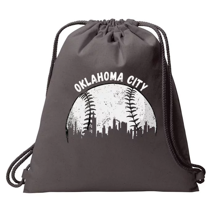 Vintage Oklahoma City Skyline Apparel Funny Baseball Drawstring Bag