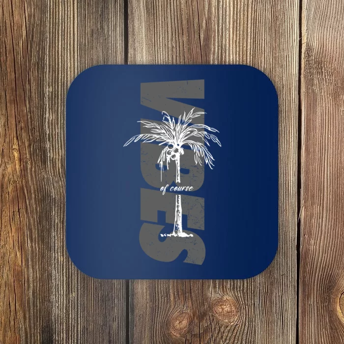 Vibes Of Course Summer Palm Tree Vintage Coaster