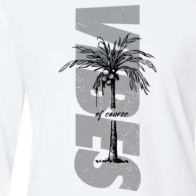 Vibes Of Course Summer Palm Tree Vintage Womens Cotton Relaxed Long Sleeve T-Shirt