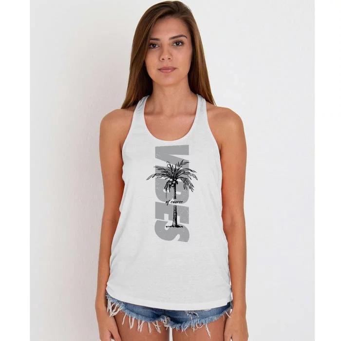 Vibes Of Course Summer Palm Tree Vintage Women's Knotted Racerback Tank