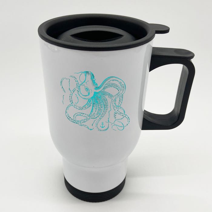 Vintage Octopus Cool Retro Marine Biologist Ocean Sea Life Tank Top Front & Back Stainless Steel Travel Mug