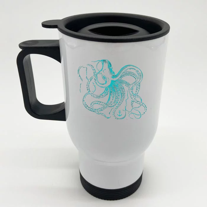 Vintage Octopus Cool Retro Marine Biologist Ocean Sea Life Tank Top Front & Back Stainless Steel Travel Mug