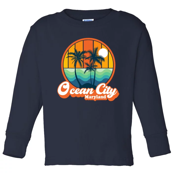 Vintage Ocean City Maryland Summer Vacation Beach Souvenirs Toddler Long Sleeve Shirt