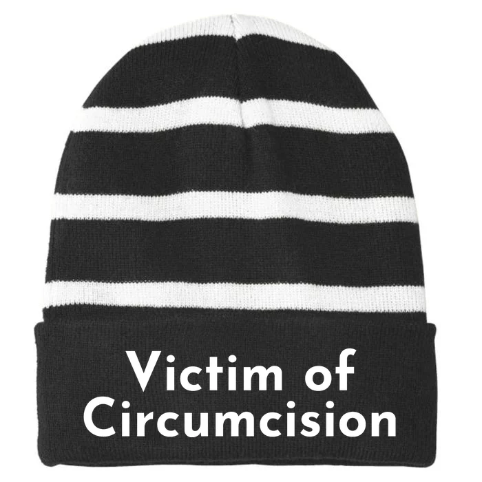 Victim Of Circumcision Funny Striped Beanie with Solid Band