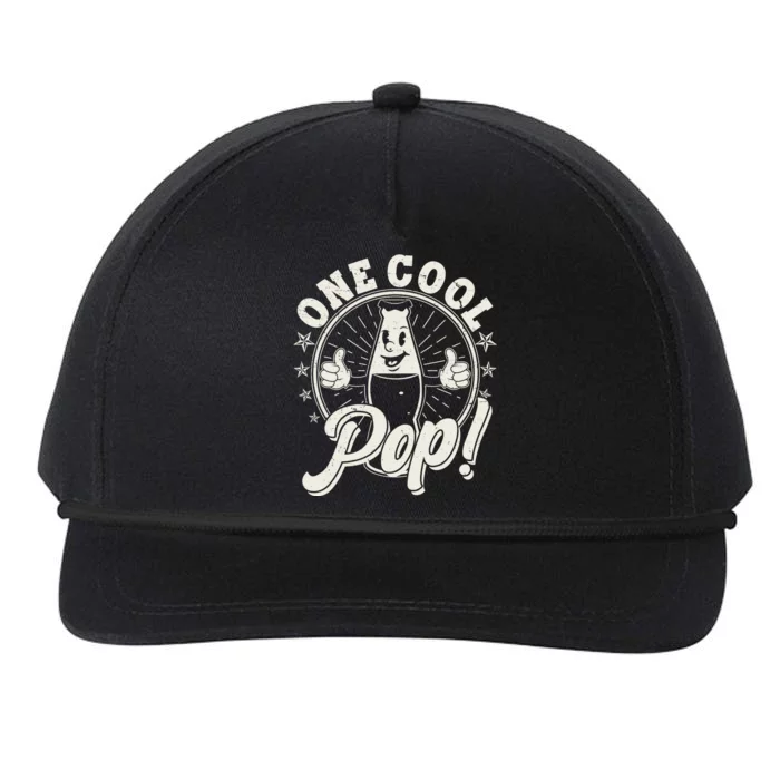 Vintage One Cool Pop Dad Grandpa Retro Cartoon Soda Pop Snapback Five-Panel Rope Hat