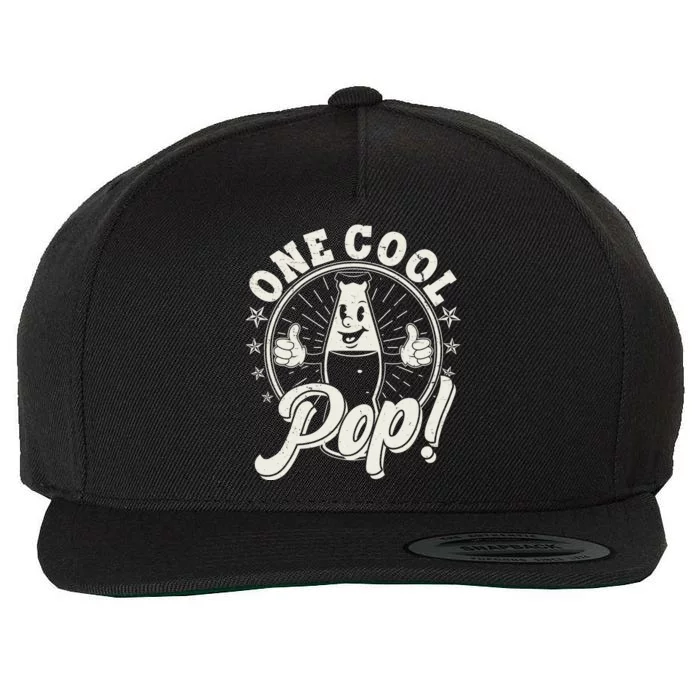 Vintage One Cool Pop Dad Grandpa Retro Cartoon Soda Pop Wool Snapback Cap