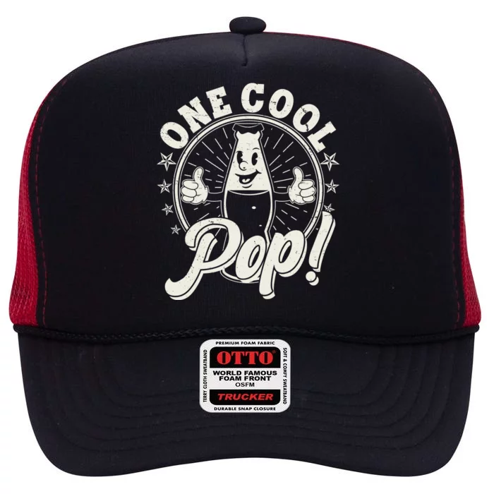 Vintage One Cool Pop Dad Grandpa Retro Cartoon Soda Pop High Crown Mesh Trucker Hat