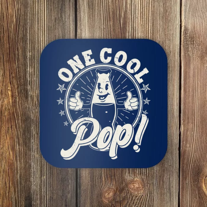 Vintage One Cool Pop Dad Grandpa Retro Cartoon Soda Pop Coaster