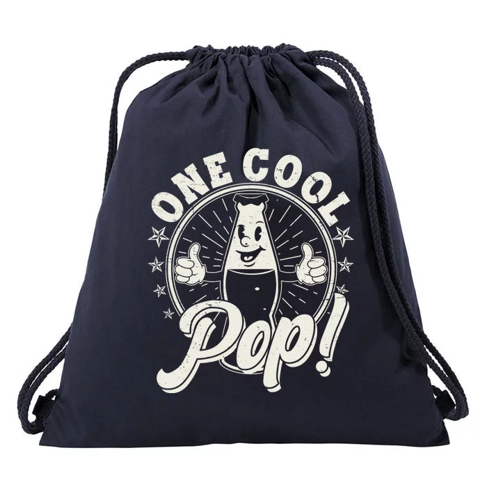 Vintage One Cool Pop Dad Grandpa Retro Cartoon Soda Pop Drawstring Bag