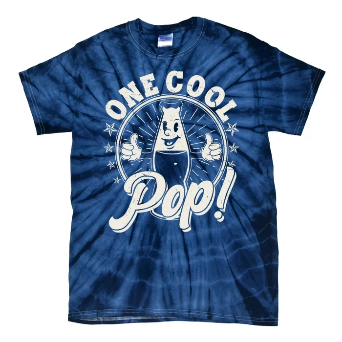 Vintage One Cool Pop Dad Grandpa Retro Cartoon Soda Pop Tie-Dye T-Shirt