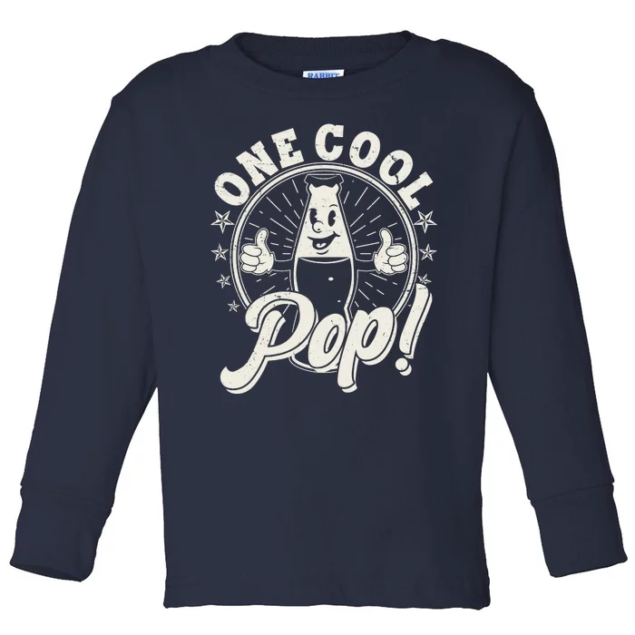 Vintage One Cool Pop Dad Grandpa Retro Cartoon Soda Pop Toddler Long Sleeve Shirt