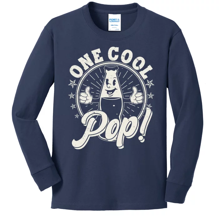 Vintage One Cool Pop Dad Grandpa Retro Cartoon Soda Pop Kids Long Sleeve Shirt