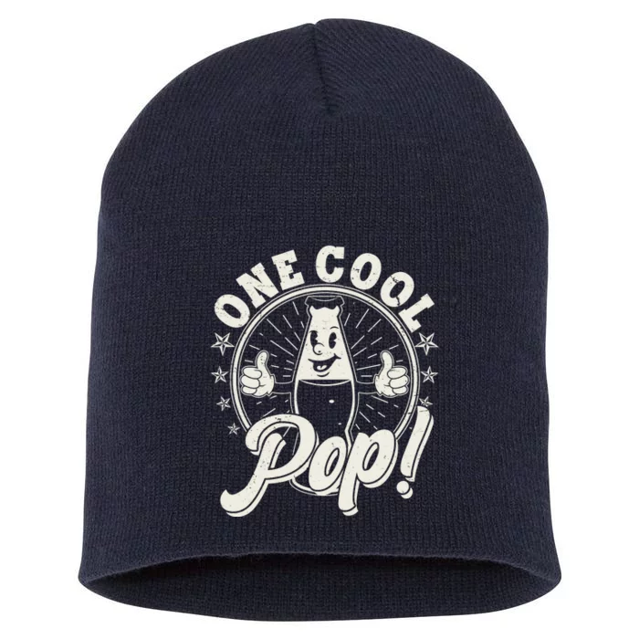 Vintage One Cool Pop Dad Grandpa Retro Cartoon Soda Pop Short Acrylic Beanie