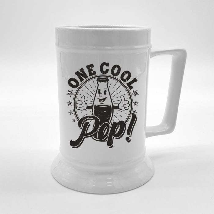 Vintage One Cool Pop Dad Grandpa Retro Cartoon Soda Pop Front & Back Beer Stein