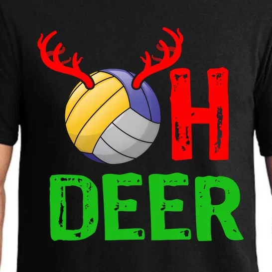 Volleyball Oh Deer Gift Funny Christmas Reindeer Top Pajama Set