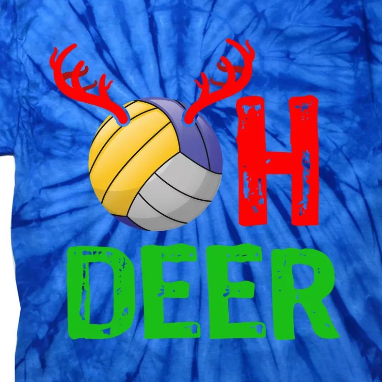 Volleyball Oh Deer Gift Funny Christmas Reindeer Top Tie-Dye T-Shirt