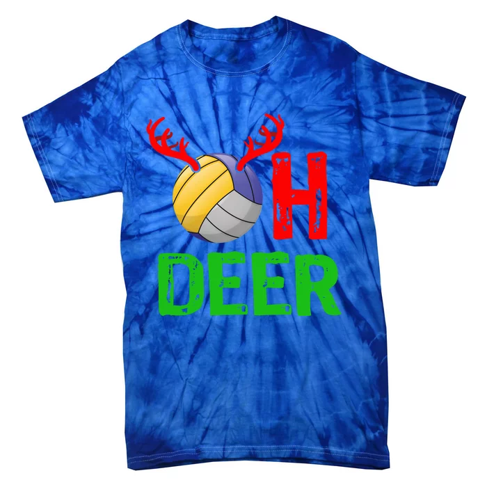 Volleyball Oh Deer Gift Funny Christmas Reindeer Top Tie-Dye T-Shirt