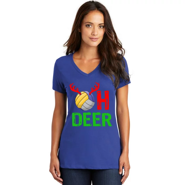 Volleyball Oh Deer Gift Funny Christmas Reindeer Top Women's V-Neck T-Shirt