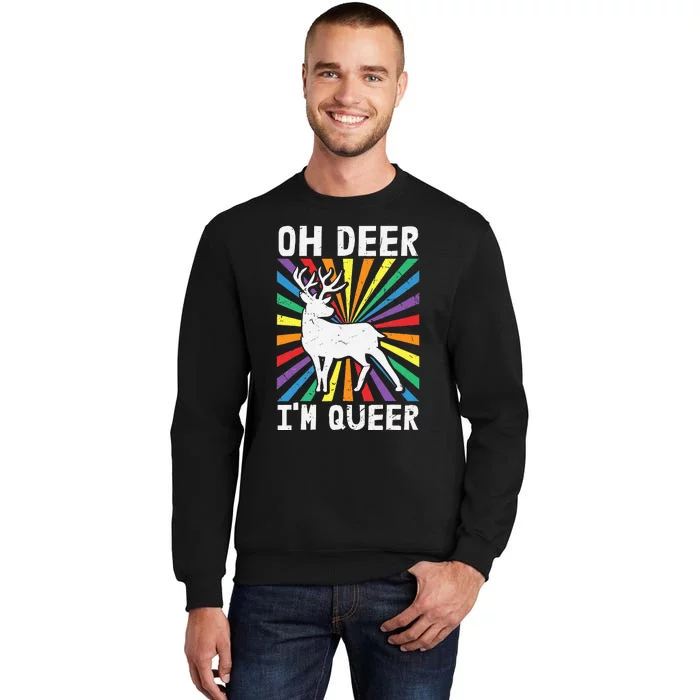 Vintage Oh Deer Im Queer Rainbow LGBT Pride Gay Lesbian Sweatshirt