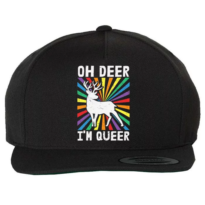 Vintage Oh Deer Im Queer Rainbow LGBT Pride Gay Lesbian Wool Snapback Cap