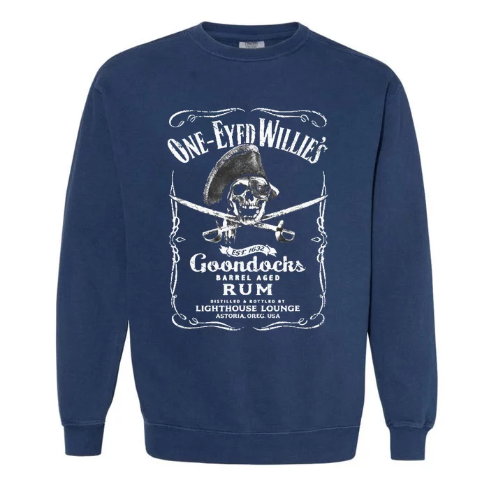 Vintage One Eyed WillyS Pirate Rum With Back Print Garment-Dyed Sweatshirt