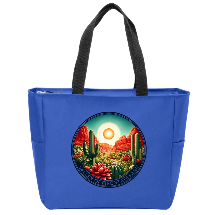 Valley Of Fire State Park Nevada Desert Cactus Plants Zip Tote Bag