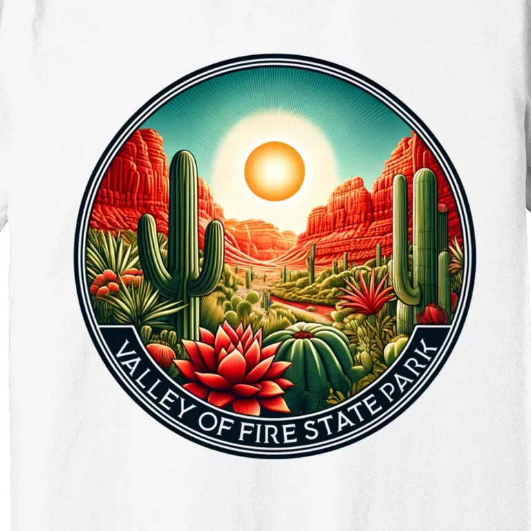 Valley Of Fire State Park Nevada Desert Cactus Plants Premium T-Shirt