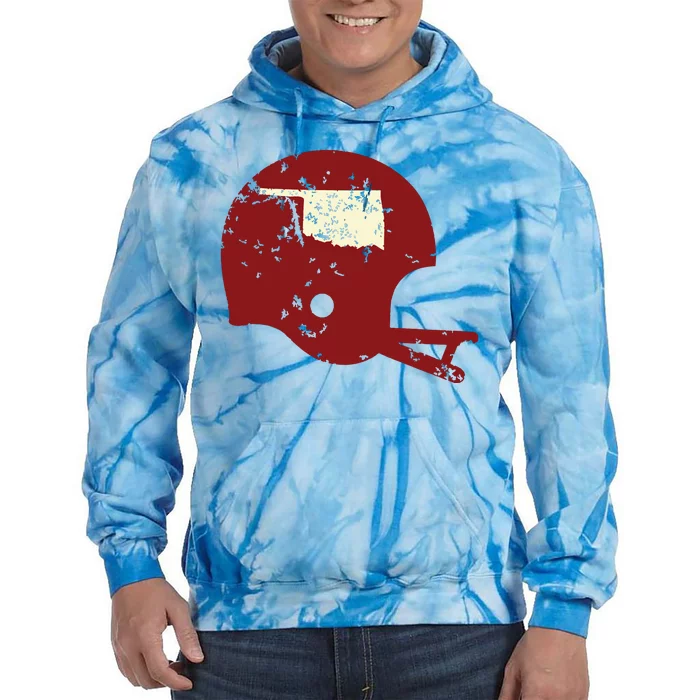 Vintage Oklahoma Football Helmet State Outline Tie Dye Hoodie