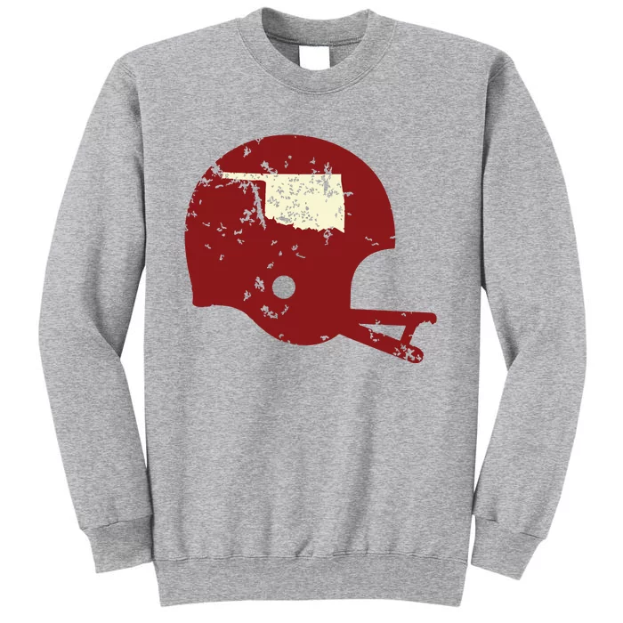 Vintage Oklahoma Football Helmet State Outline Tall Sweatshirt