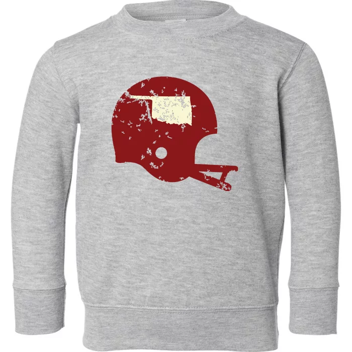 Vintage Oklahoma Football Helmet State Outline Toddler Sweatshirt