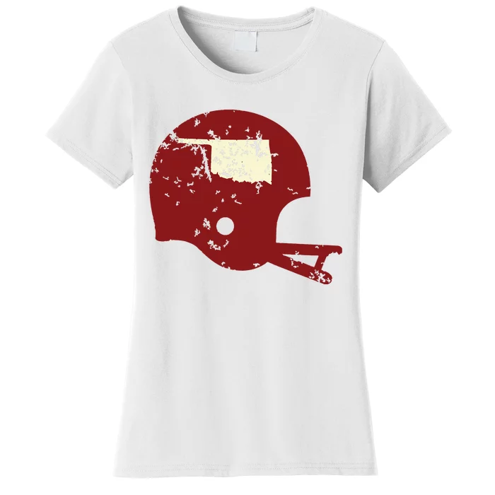 Vintage Oklahoma Football Helmet State Outline Women's T-Shirt