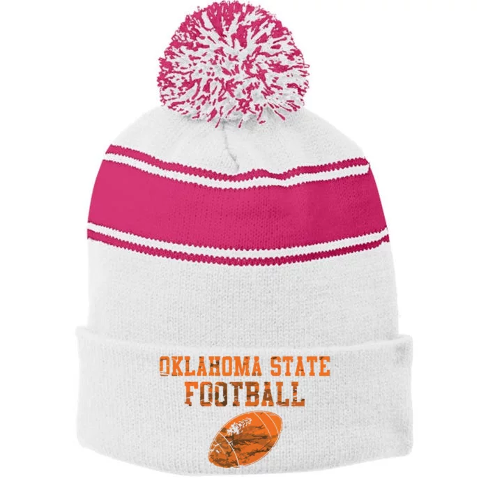 Vintage Oklahoma Football Stripe Pom Pom Beanie