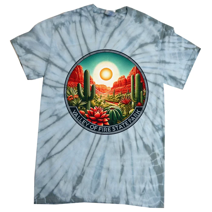 Valley Of Fire State Park Nevada Desert Cactus Plants Tie-Dye T-Shirt