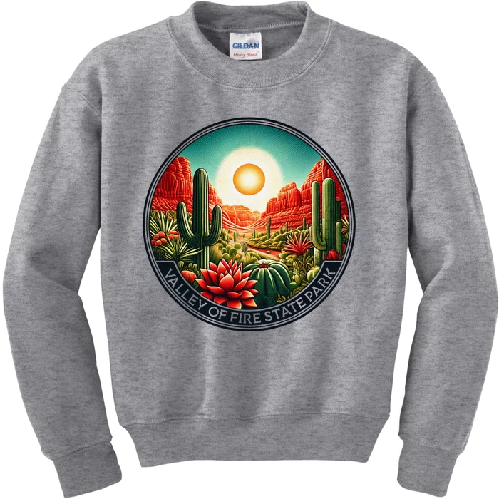 Valley Of Fire State Park Nevada Desert Cactus Plants Kids Sweatshirt