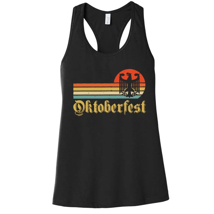 Vintage Oktoberfest German Flag Beer Drinking Women's Racerback Tank