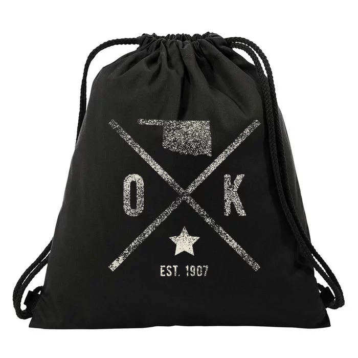 Vintage Oklahoma Home State Outline Ok Map Silhouette Drawstring Bag