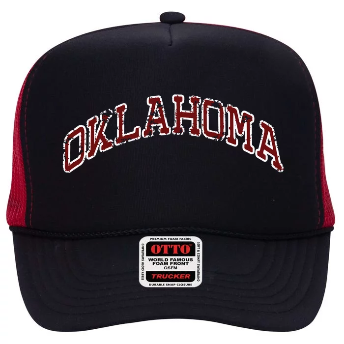 Vintage Oklahoma Home State Old Fashion Sports Fans High Crown Mesh Trucker Hat