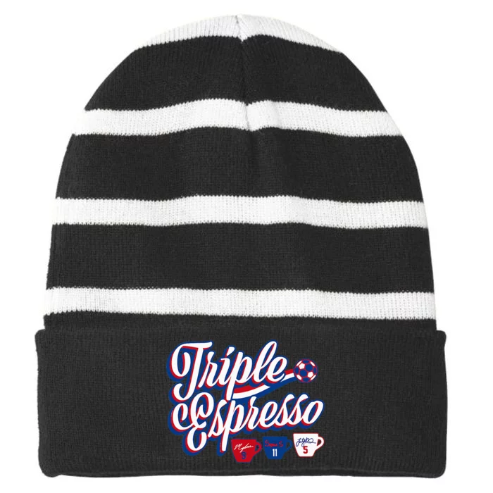 Triple Espresso Striped Beanie with Solid Band