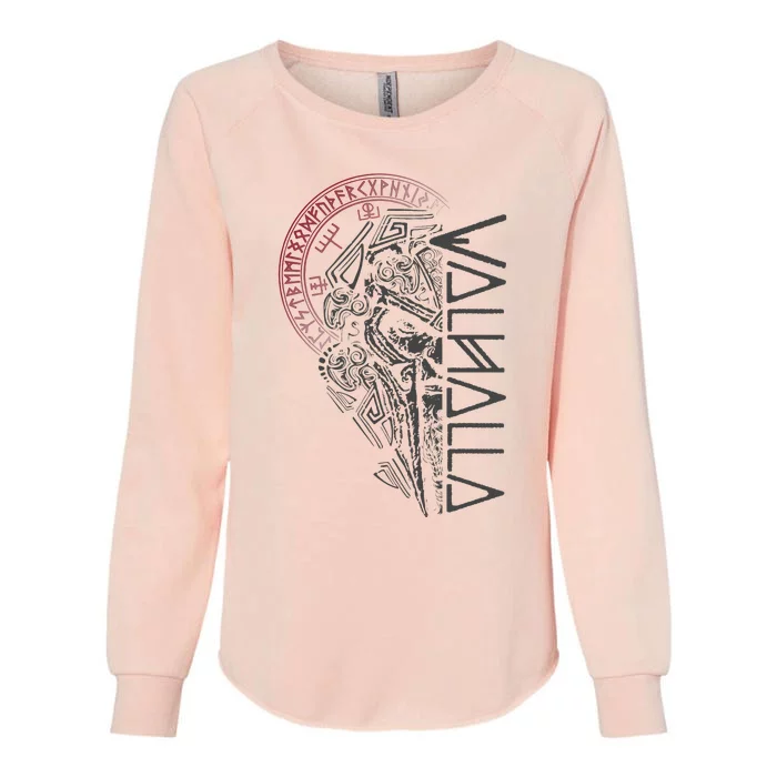 Valhalla Odin In Mask Runes Norse Compass Viking Womens California Wash Sweatshirt