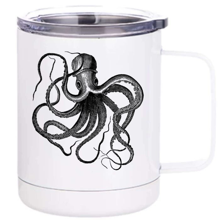 Vintage Octopus Illustration Front & Back 12oz Stainless Steel Tumbler Cup