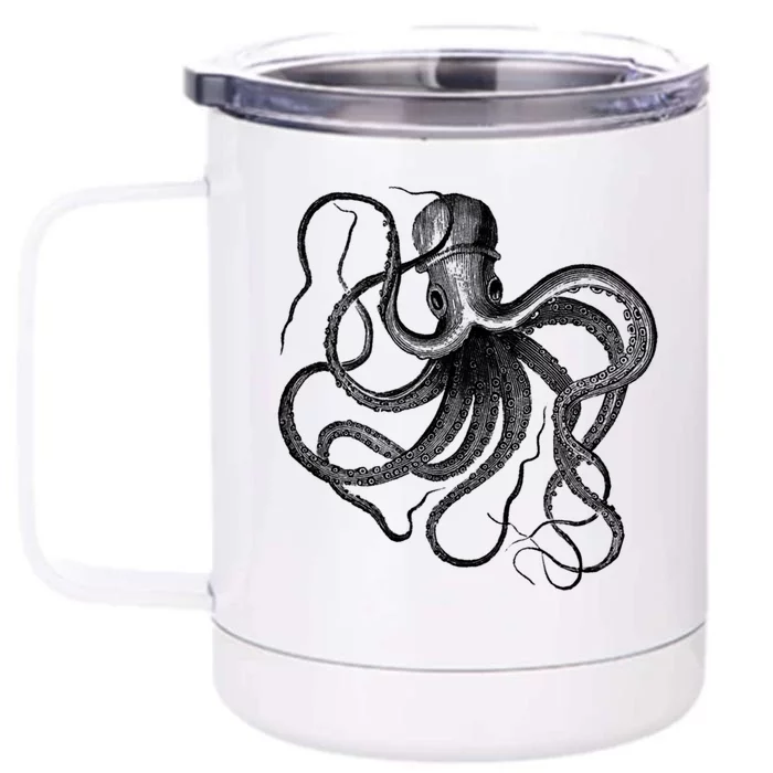 Vintage Octopus Illustration Front & Back 12oz Stainless Steel Tumbler Cup