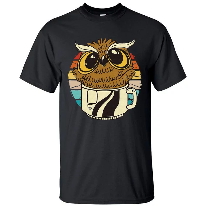 Vintage owl inside a coffee cup coffee night owl Tall T-Shirt