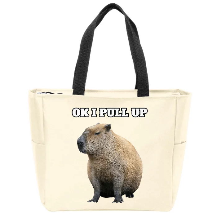 Vintage Ok I Pull Up Capybara Zip Tote Bag