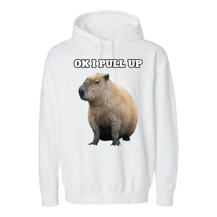 Vintage Ok I Pull Up Capybara Garment-Dyed Fleece Hoodie